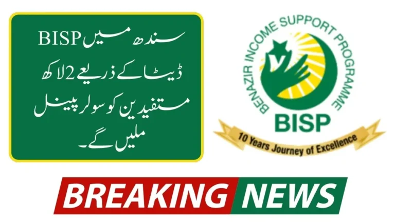 2 Lakh Beneficiaries Will Get Solar Panels Through BISP Data in Sindh 2024